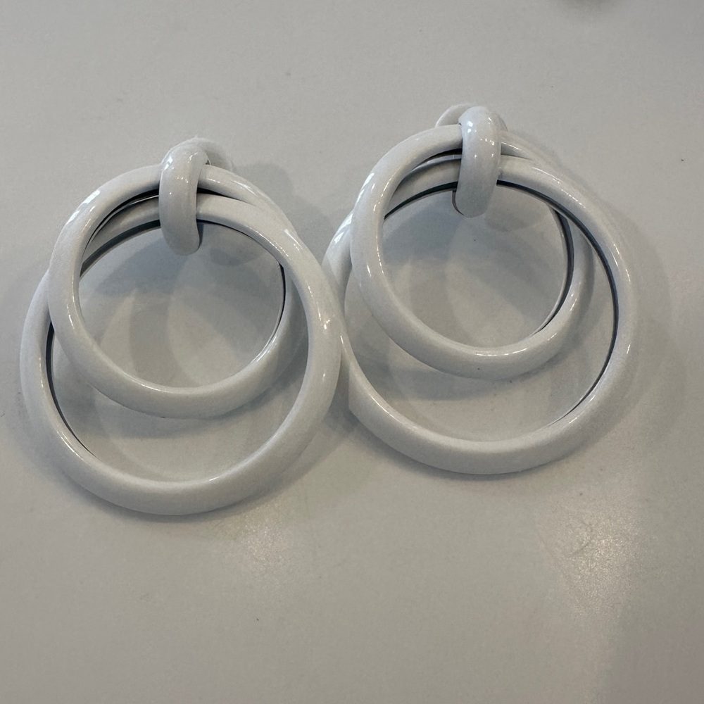 White Circular Hoop Earrings